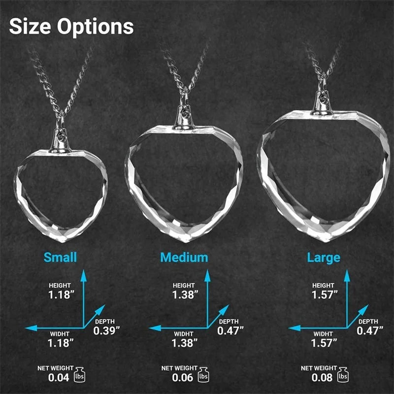 Customized 3D Crystal Photo, Personalized Gift Necklace Heart, Gift for Wife,Women, Men, Great Custom Gifts With Your Own Photo