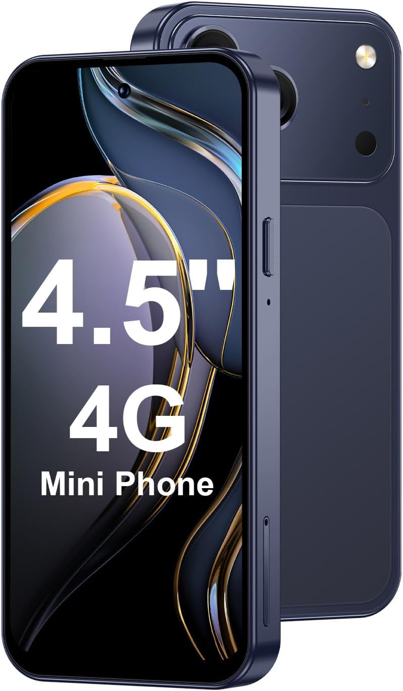 4.5'' 3G+64GB Mini Phone Unlocked 4G Mobile Smartphone with 2000mAh Battery Compact Backup Mini Phone for Kids & Students Dual SIM Face ID