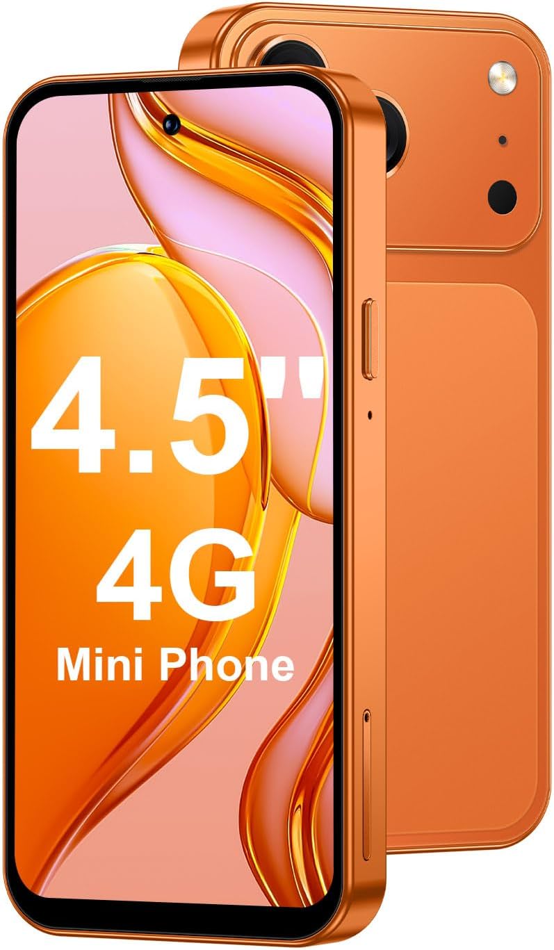 4.5'' 3G+64GB Mini Phone Unlocked 4G Mobile Smartphone with 2000mAh Battery Compact Backup Mini Phone for Kids & Students Dual SIM Face ID