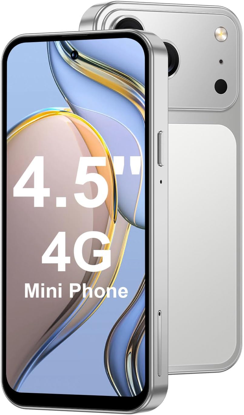 4.5'' 3G+64GB Mini Phone Unlocked 4G Mobile Smartphone with 2000mAh Battery Compact Backup Mini Phone for Kids & Students Dual SIM Face ID