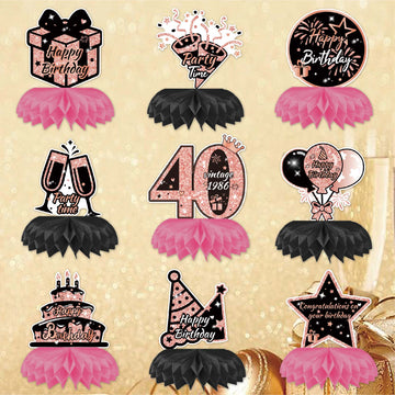Happy 40th Birthday Honeycomb Oranment Pink Birthday Decorations