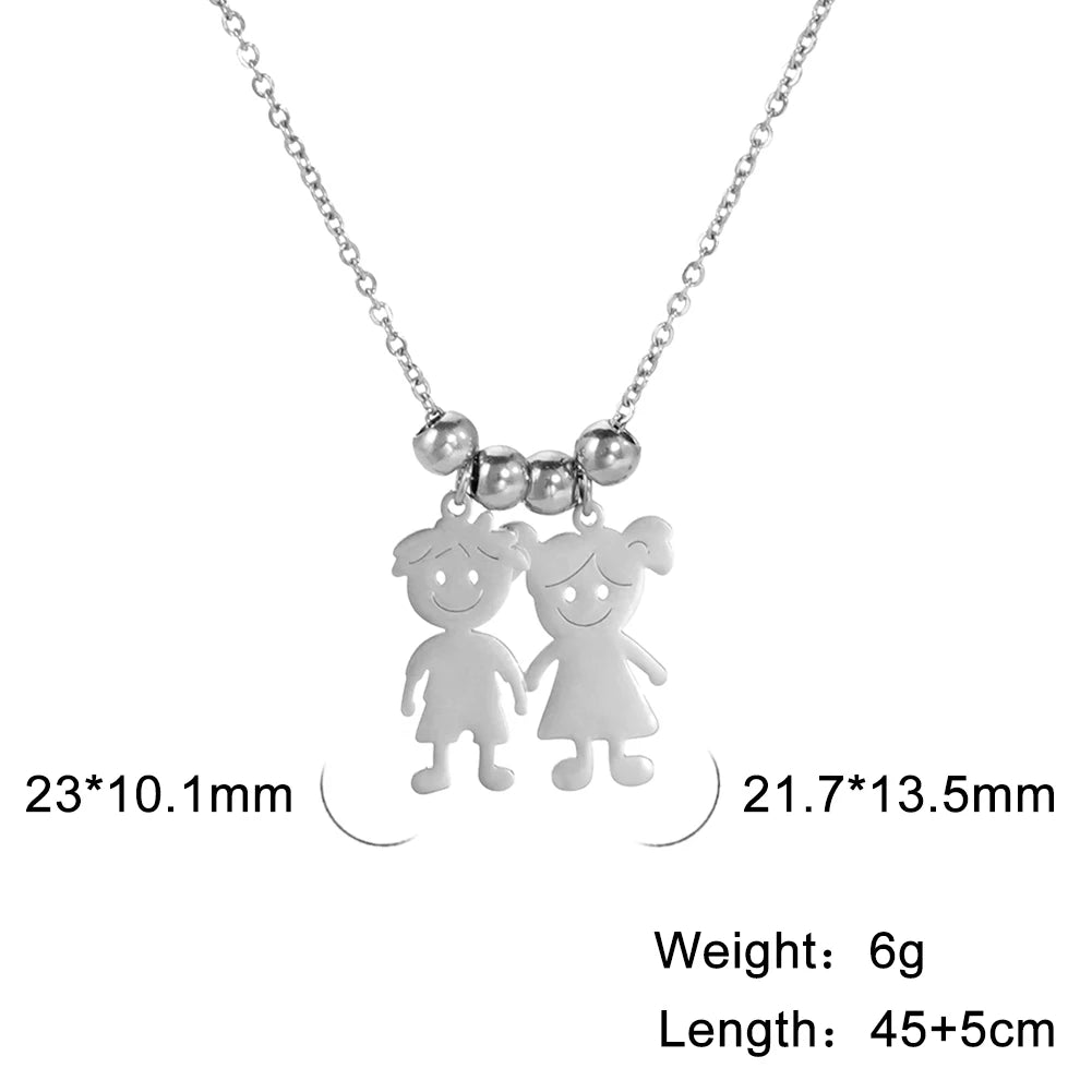 Personalized Boy Girl Necklace Custom Chain Name Mother Father Day Kid Family Gift For Women Men Stainless Steel Pendant Jewelry