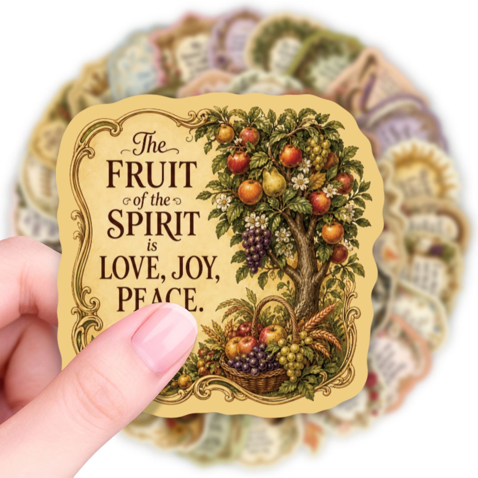 50PCS/bag Vintage Bible Verse Stickers, Waterproof Laminated Inspirational Christian Decals