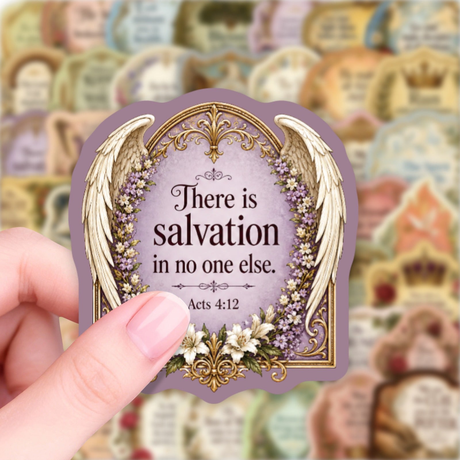 50PCS/bag Vintage Bible Verse Stickers, Waterproof Laminated Inspirational Christian Decals