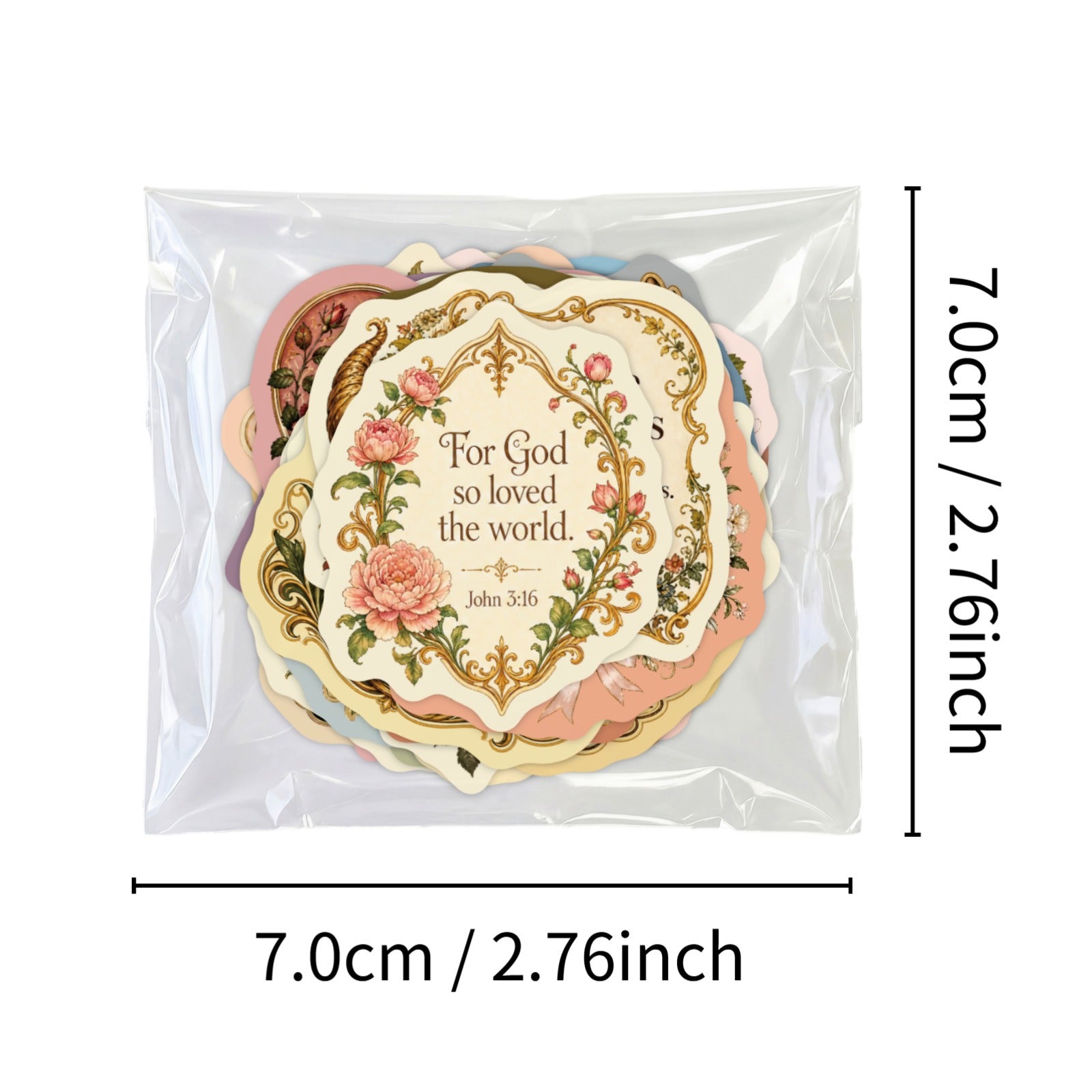 50PCS/bag Vintage Bible Verse Stickers, Waterproof Laminated Inspirational Christian Decals