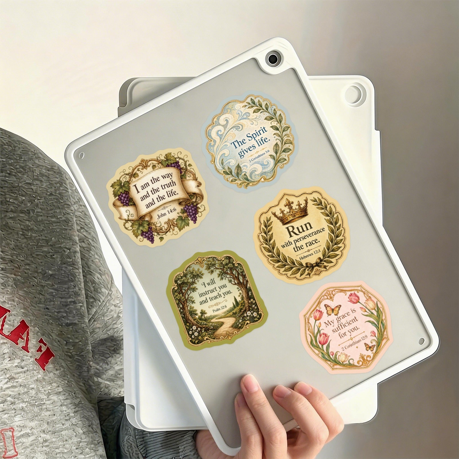 50PCS/bag Vintage Bible Verse Stickers, Waterproof Laminated Inspirational Christian Decals