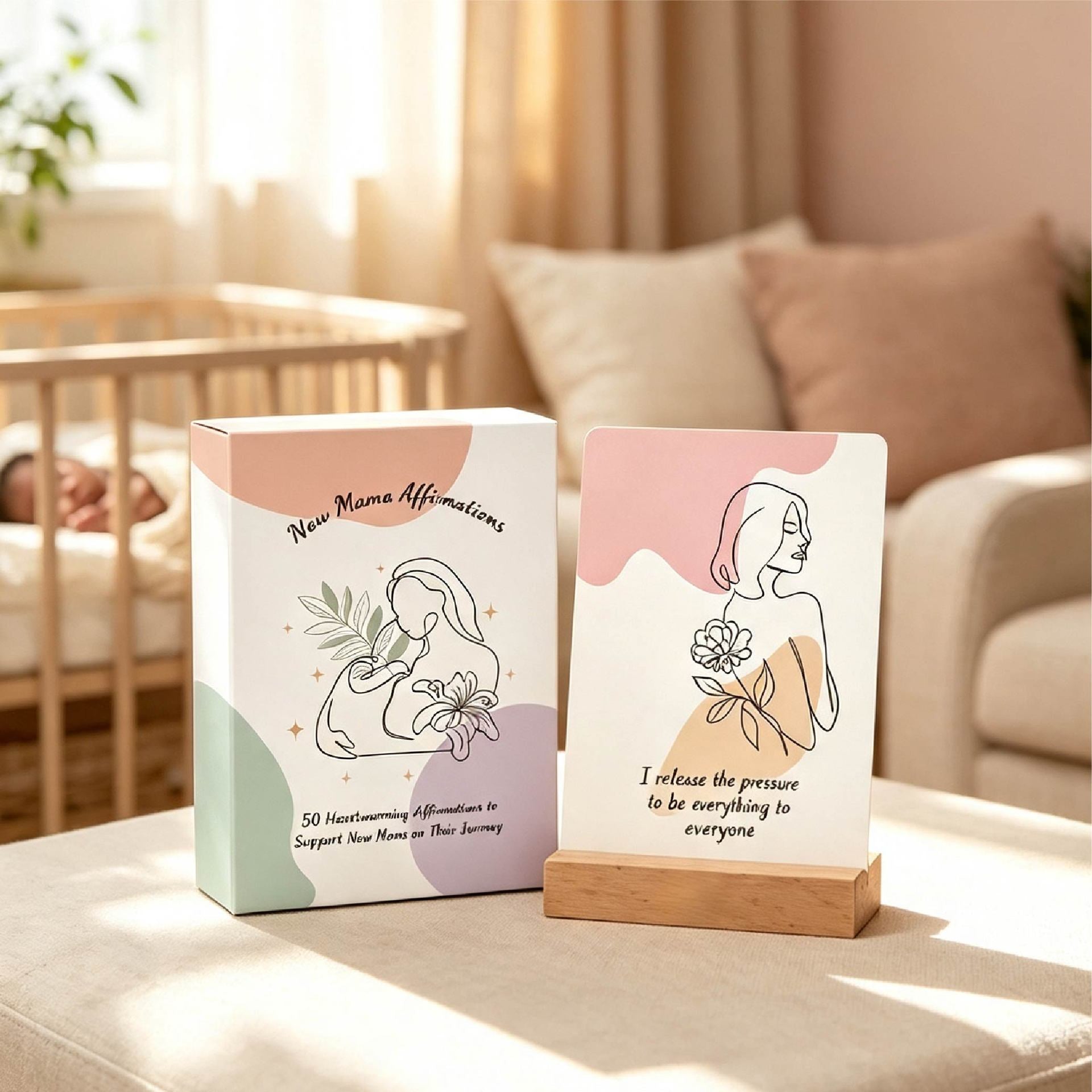 50pcs/Set Pregnancy Affirmation Cards – Milestone Cards for Expectant Mothers & Newborns
