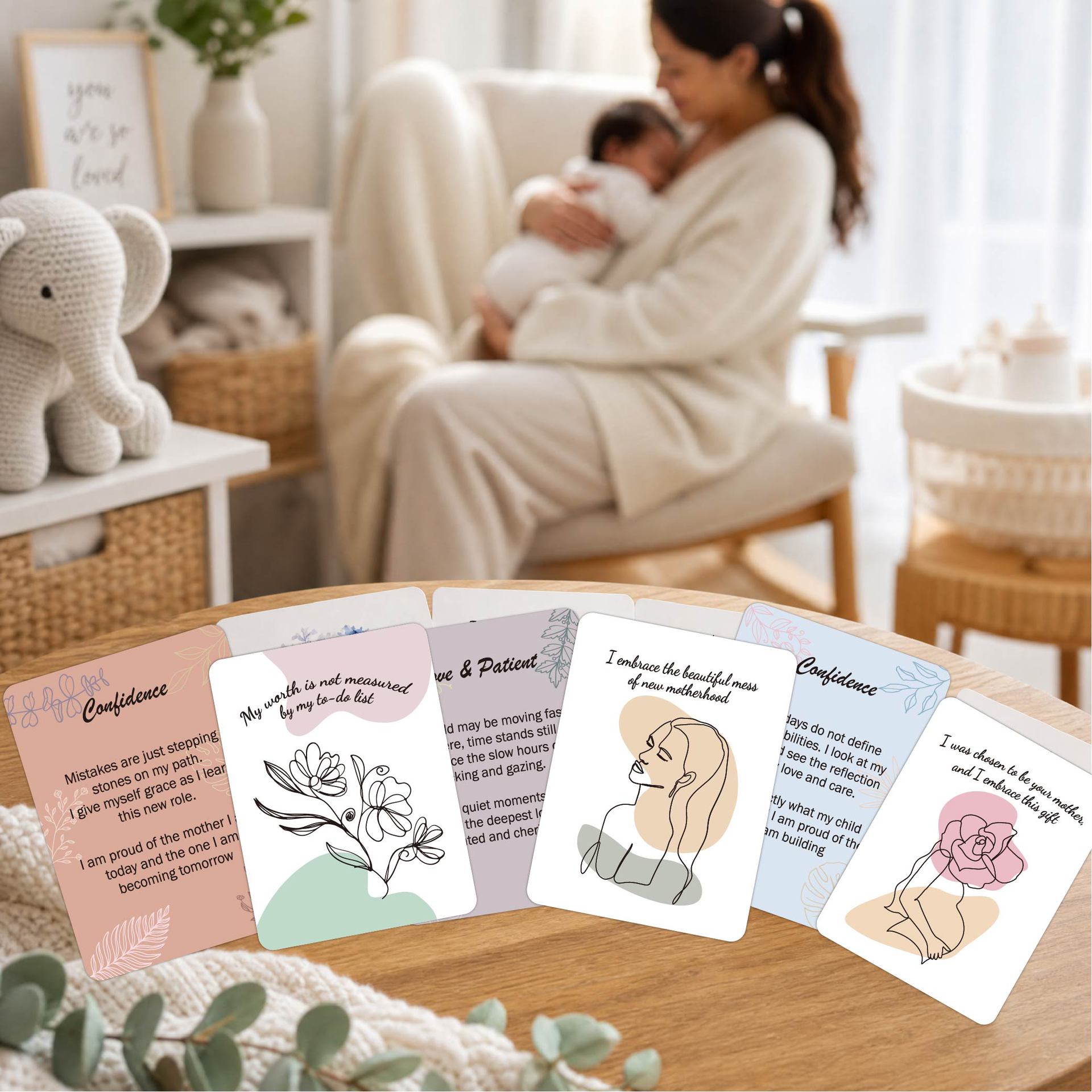 50pcs/Set Pregnancy Affirmation Cards – Milestone Cards for Expectant Mothers & Newborns