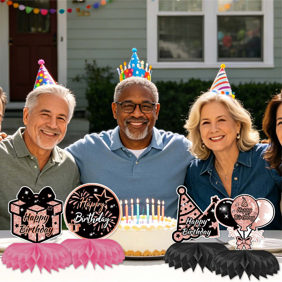 Happy 50th Birthday Honeycomb Oranment Pink Birthday Decorations