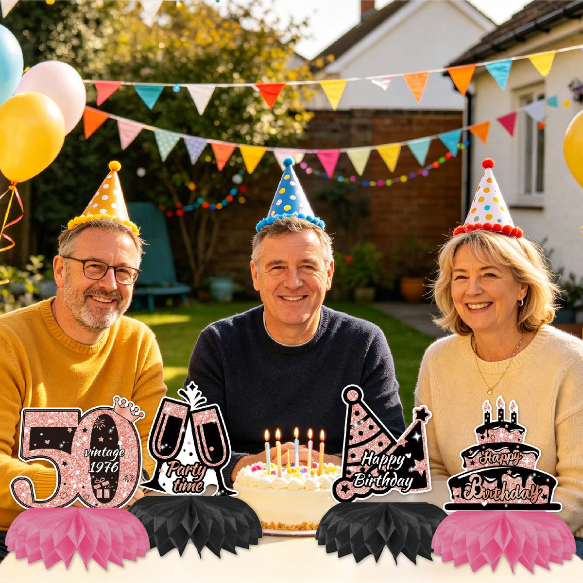 Happy 50th Birthday Honeycomb Oranment Pink Birthday Decorations