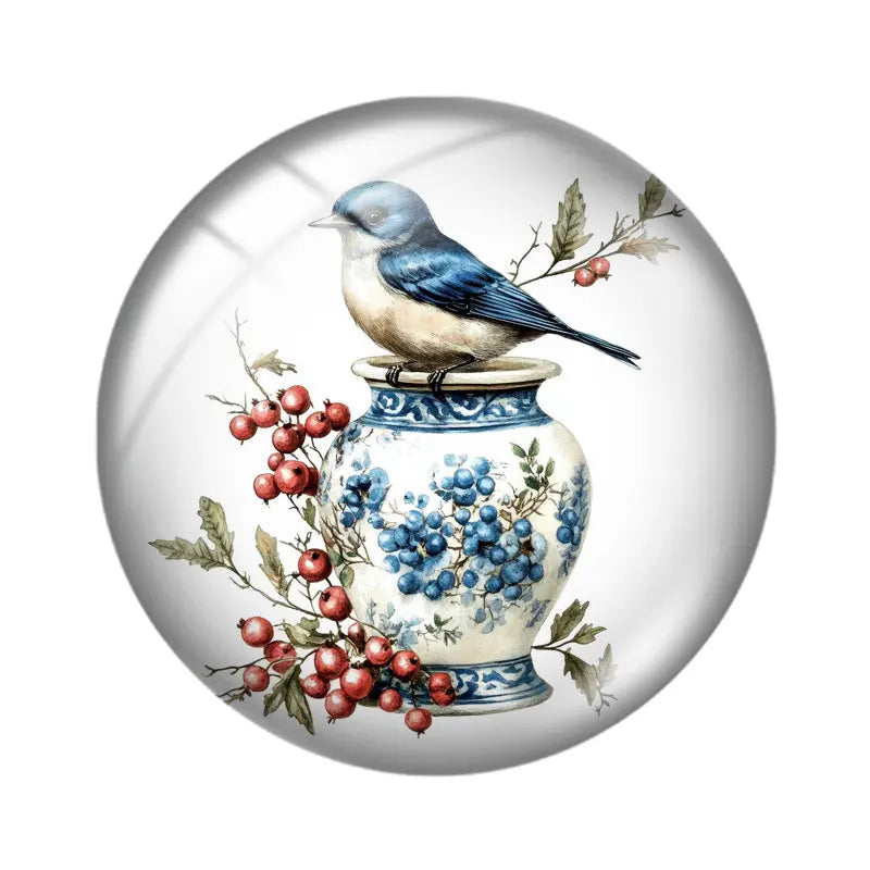 Blue Delft Birds Clipart  12mm/18mm/20mm/25mm Round Photo glass cabochon demo flat back Making findings