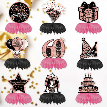 Happy 60th Birthday Honeycomb Oranment Pink Birthday Decorations