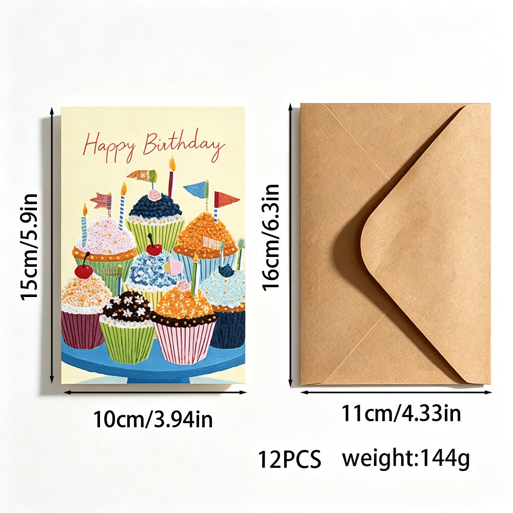 Assorted Birthday Greeting Cards with Envelopes – 6/10/12/20/24 Pack Colorful Birthday Card Set