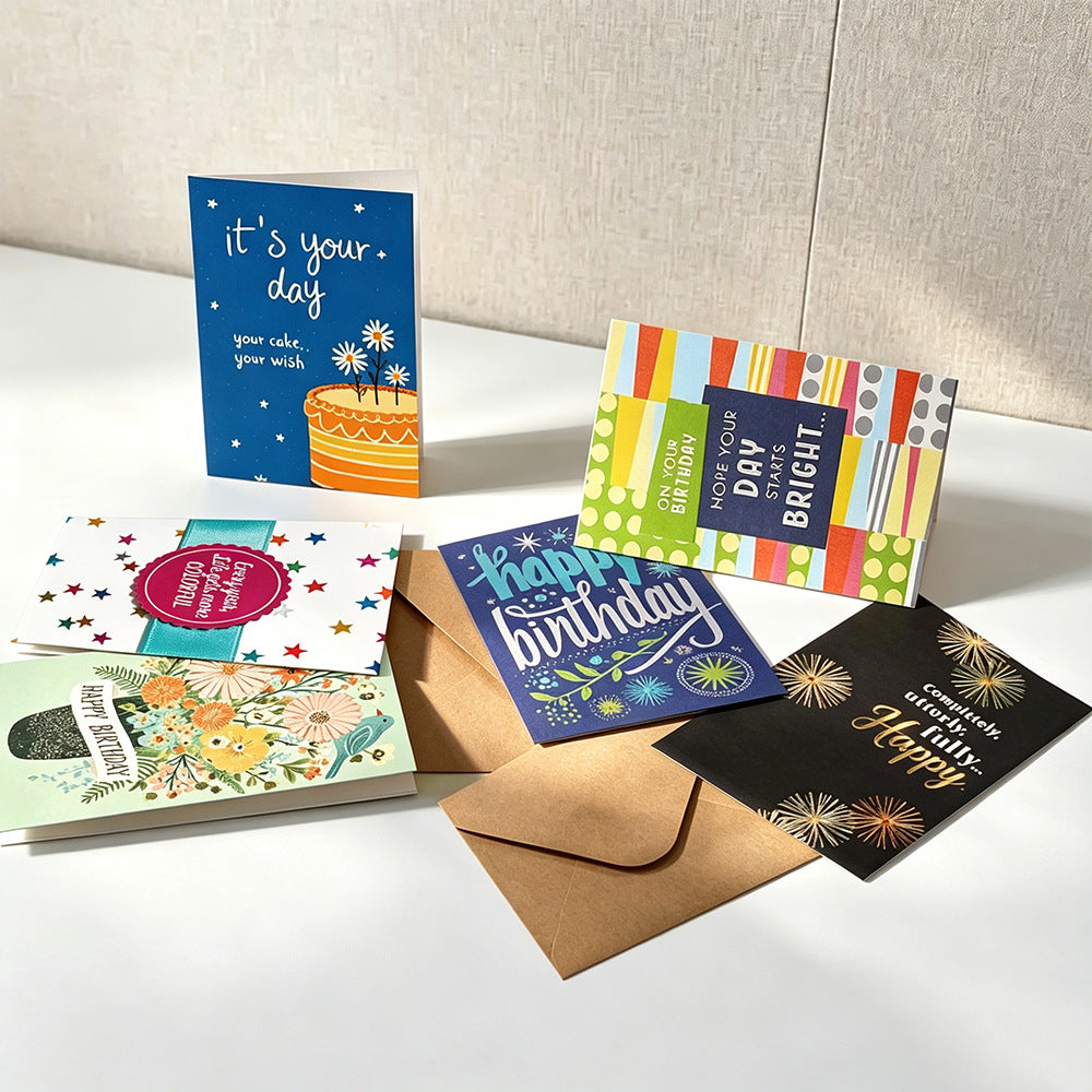 Assorted Birthday Greeting Cards with Envelopes – 6/10/12/20/24 Pack Colorful Birthday Card Set