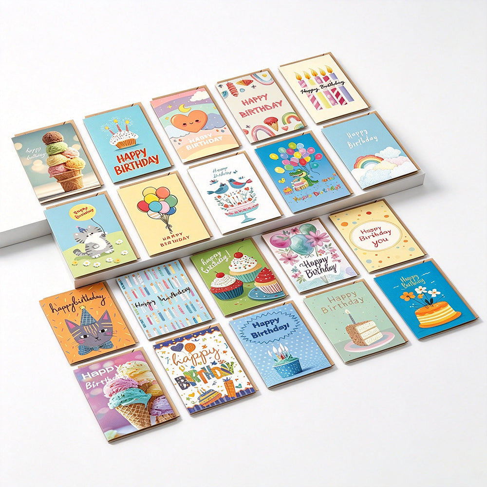 Assorted Birthday Greeting Cards with Envelopes – 6/10/12/20/24 Pack Colorful Birthday Card Set