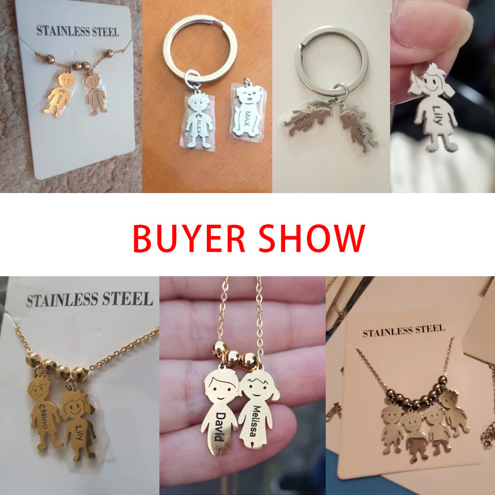 Personalized Boy Girl Necklace Custom Chain Name Mother Father Day Kid Family Gift For Women Men Stainless Steel Pendant Jewelry