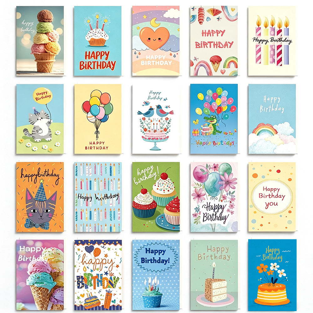 Assorted Birthday Greeting Cards with Envelopes – 6/10/12/20/24 Pack Colorful Birthday Card Set