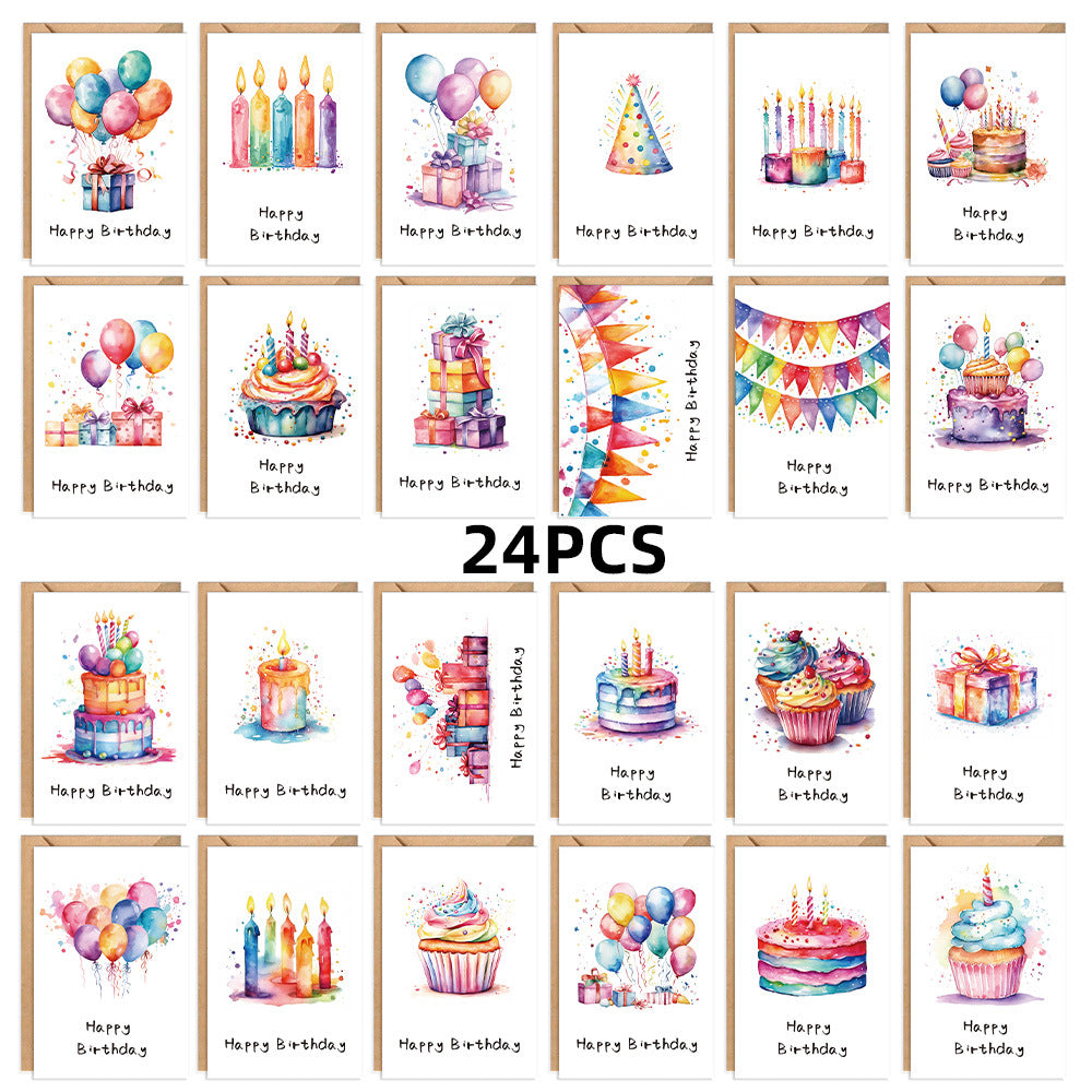 Assorted Birthday Greeting Cards with Envelopes – 6/10/12/20/24 Pack Colorful Birthday Card Set