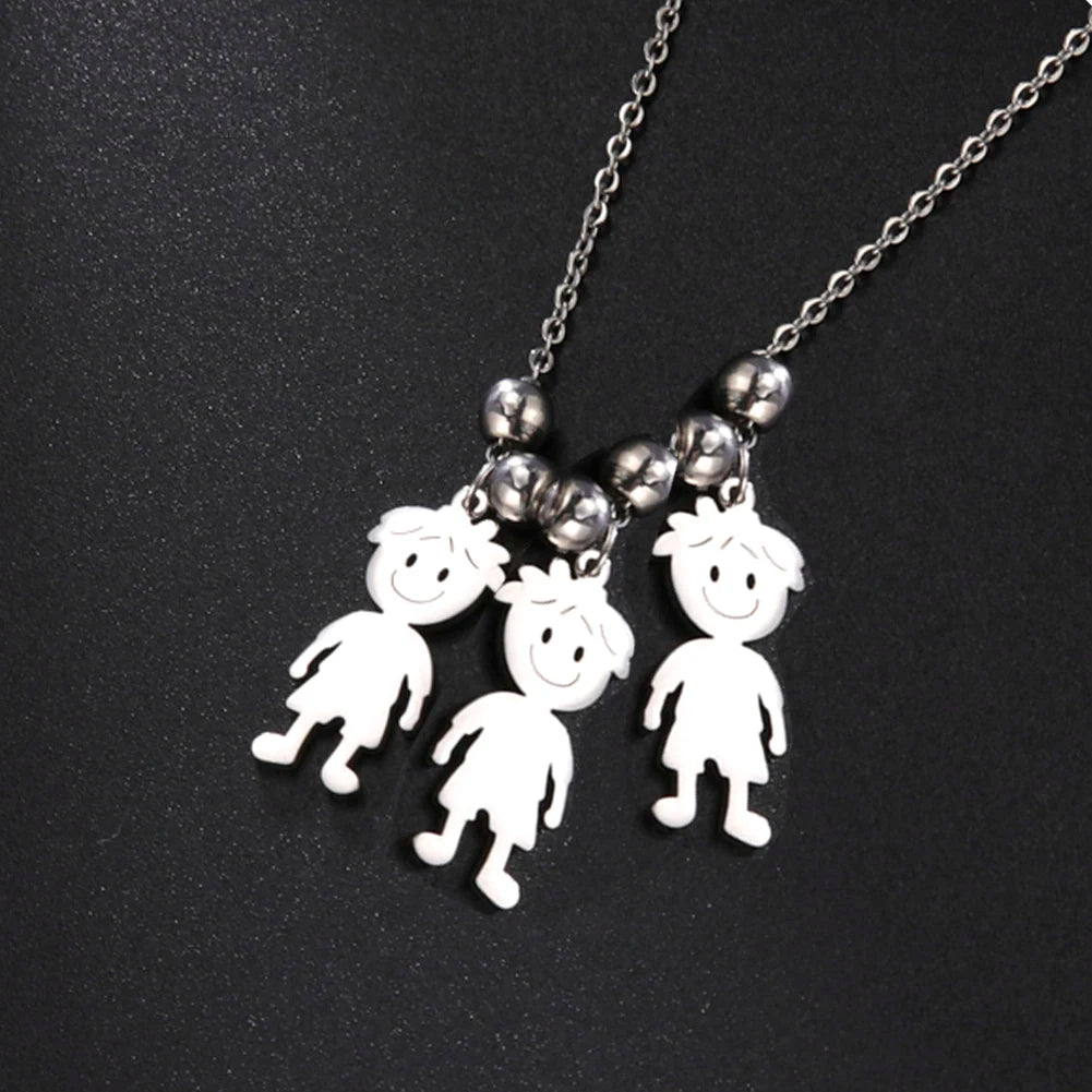 Personalized Boy Girl Necklace Custom Chain Name Mother Father Day Kid Family Gift For Women Men Stainless Steel Pendant Jewelry