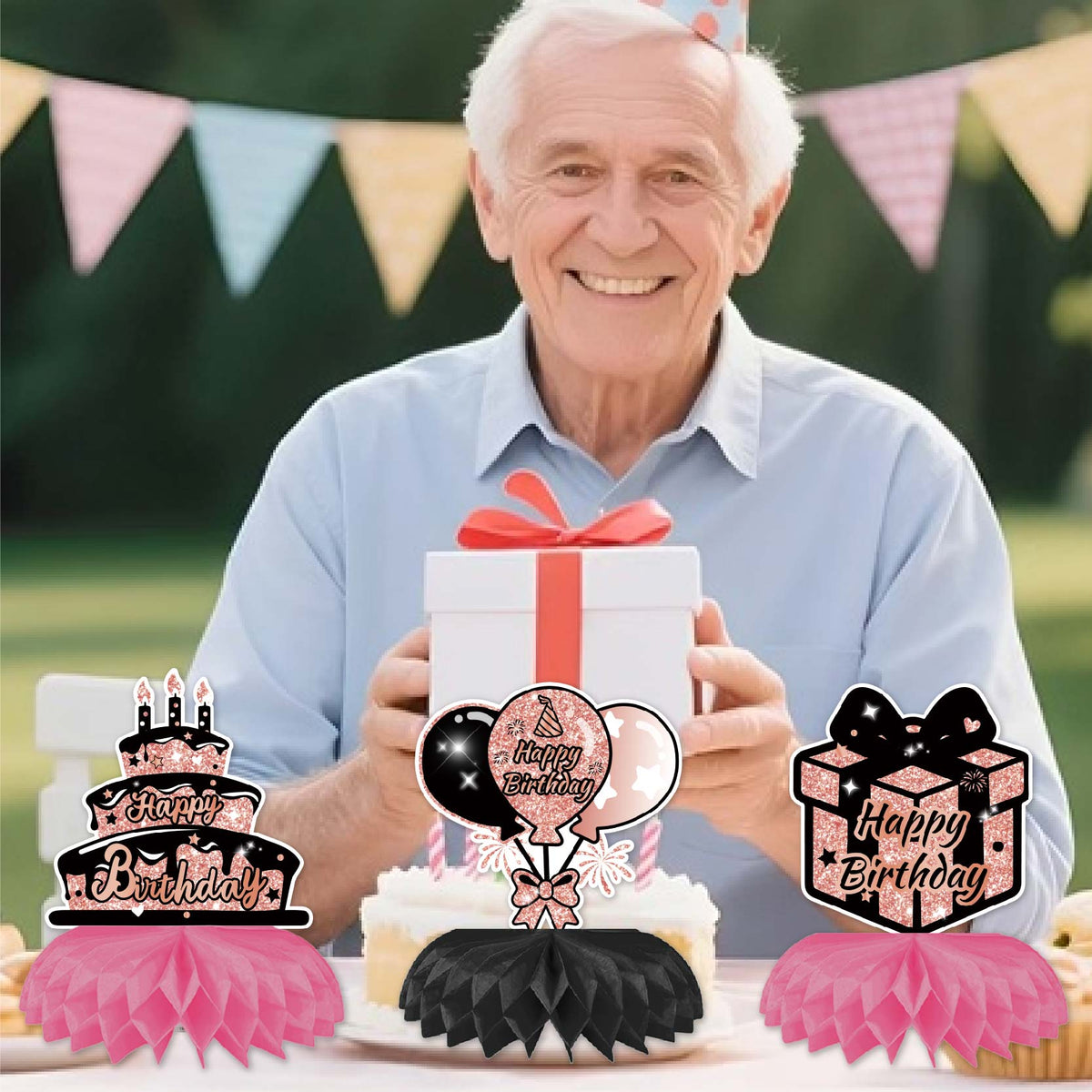 Happy 70th Birthday Honeycomb Oranment Pink Birthday Decorations