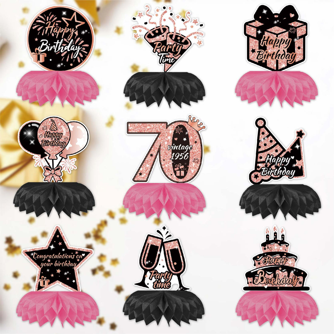 Happy 70th Birthday Honeycomb Oranment Pink Birthday Decorations