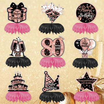 Happy 80th Birthday Honeycomb Oranment Pink Birthday Decorations