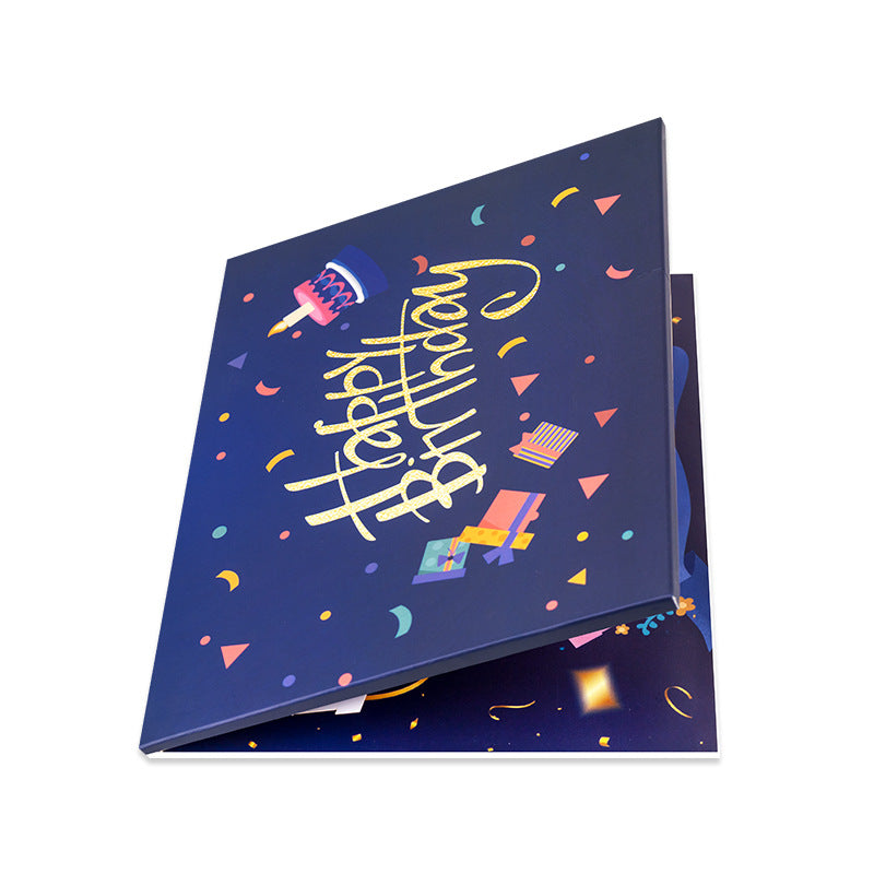 90° 3D Pop Up Musical Happy Birthday Card with Light & Song, Musical Staff Cake Design