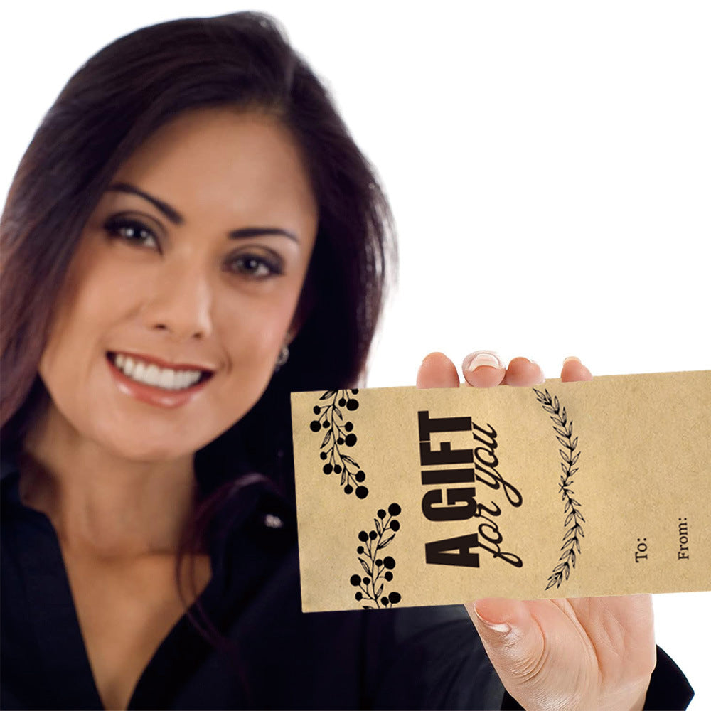 Kraft Paper Cash Envelopes "A Gift For You" - Gummed Seal Money Gift Envelopes for Cash, Checks, Tips & Budgeting (50 / 100 / 200 Pack)