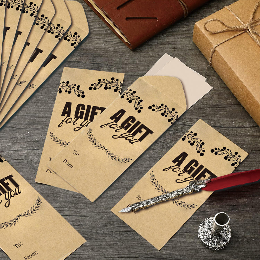 Kraft Paper Cash Envelopes "A Gift For You" - Gummed Seal Money Gift Envelopes for Cash, Checks, Tips & Budgeting (50 / 100 / 200 Pack)