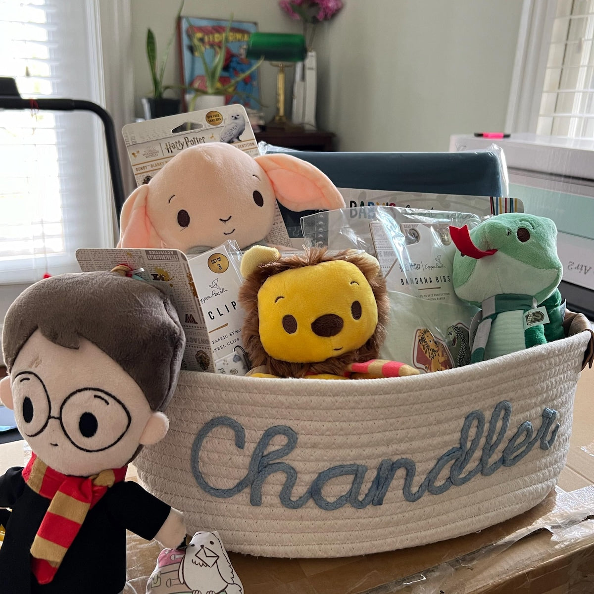 Personalized Baby Name Basket: Custom Baby Shower Gift Basket, Cotton Rope Nursery Storage Organizer