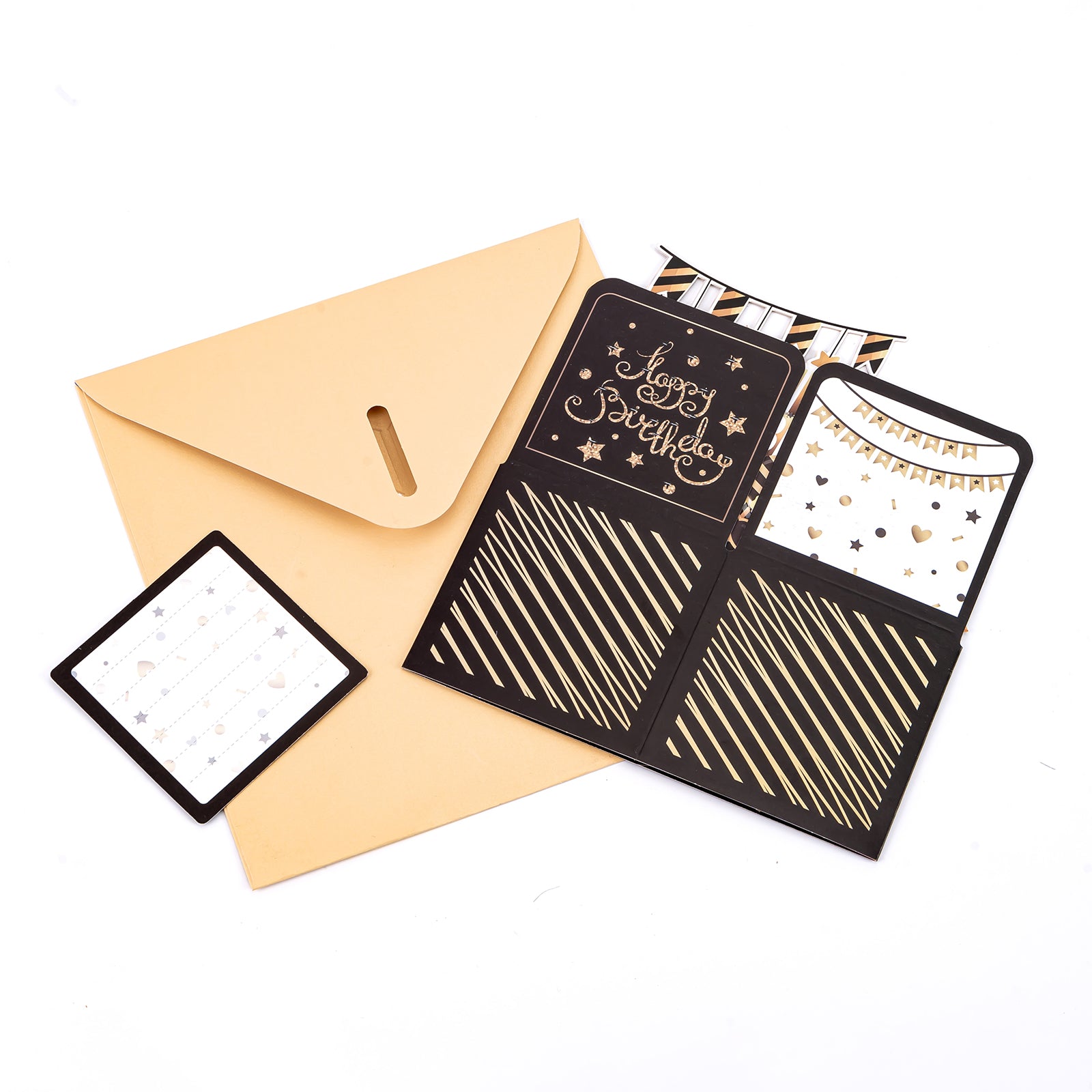 3D Pop Up Happy Birthday Cards, Black Birthday Greeting Card with Balloon/ Butterfly/ Flower