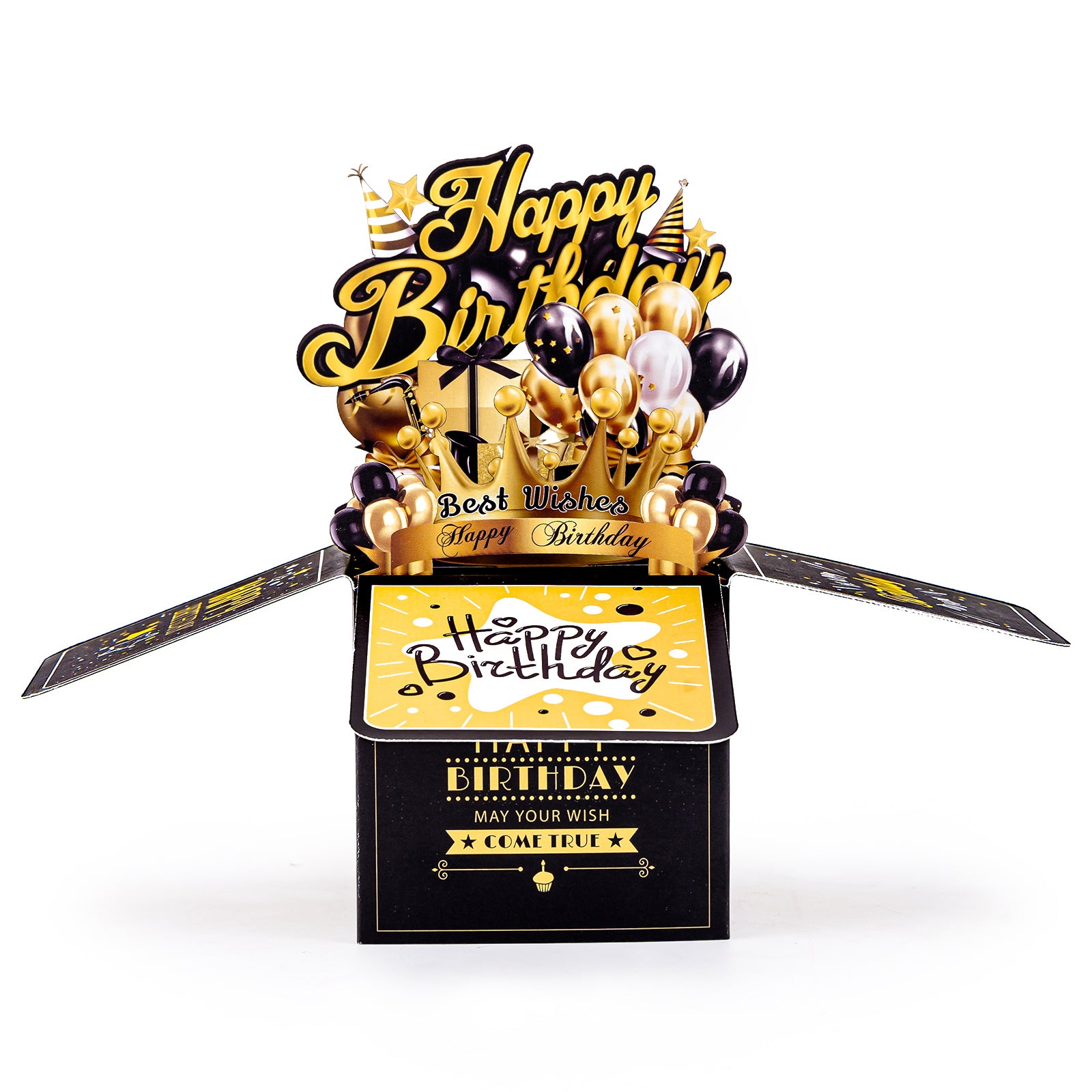 3D Pop Up Happy Birthday Cards, Black Birthday Greeting Card with Balloon/ Butterfly/ Flower