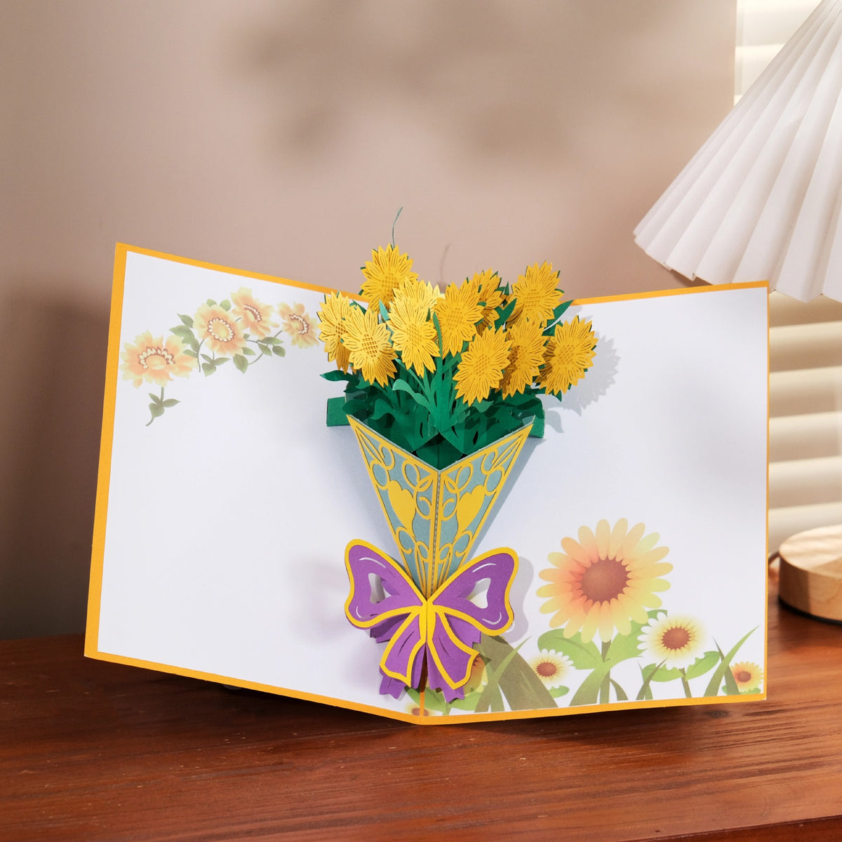Book-Style 3D Pop-Up Flower Bouquet Greeting Card