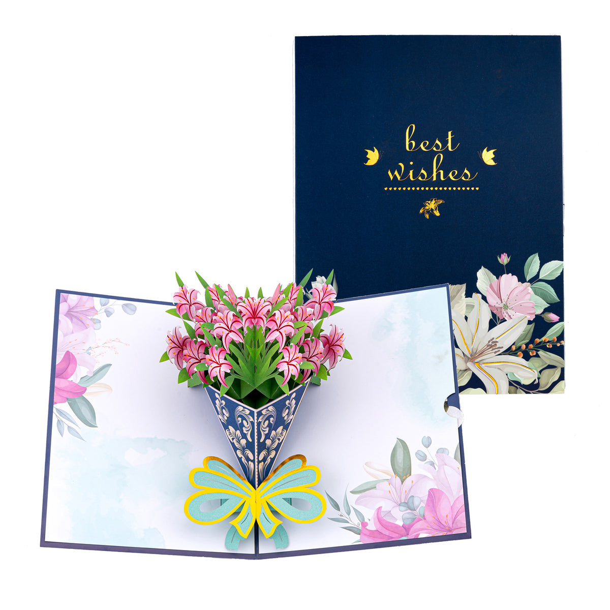Book-Style 3D Pop-Up Flower Bouquet Greeting Card