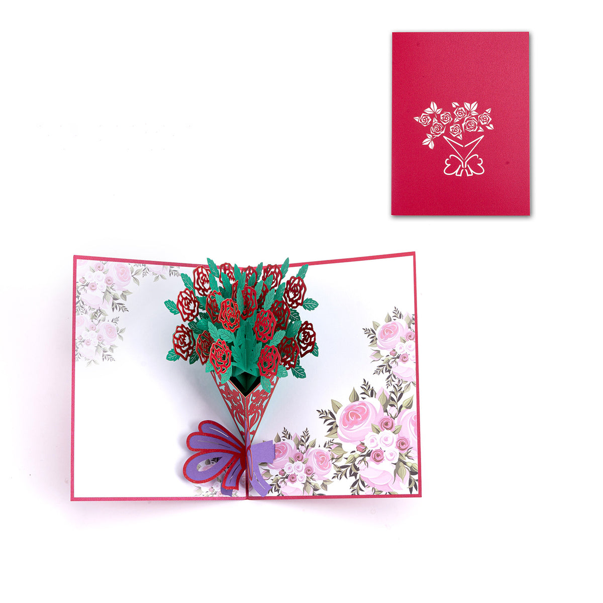 Book-Style 3D Pop-Up Flower Bouquet Greeting Card