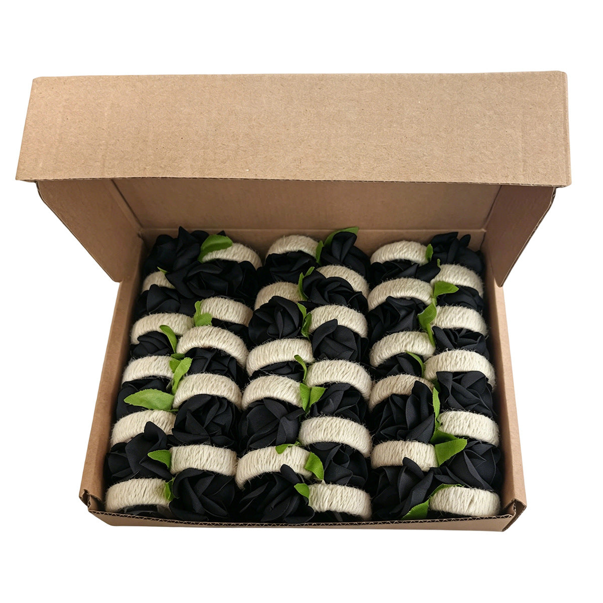 Boxed Set of 30 Napkin Rings – Handmade Rose-Style Napkin Holders for Western Table Settings