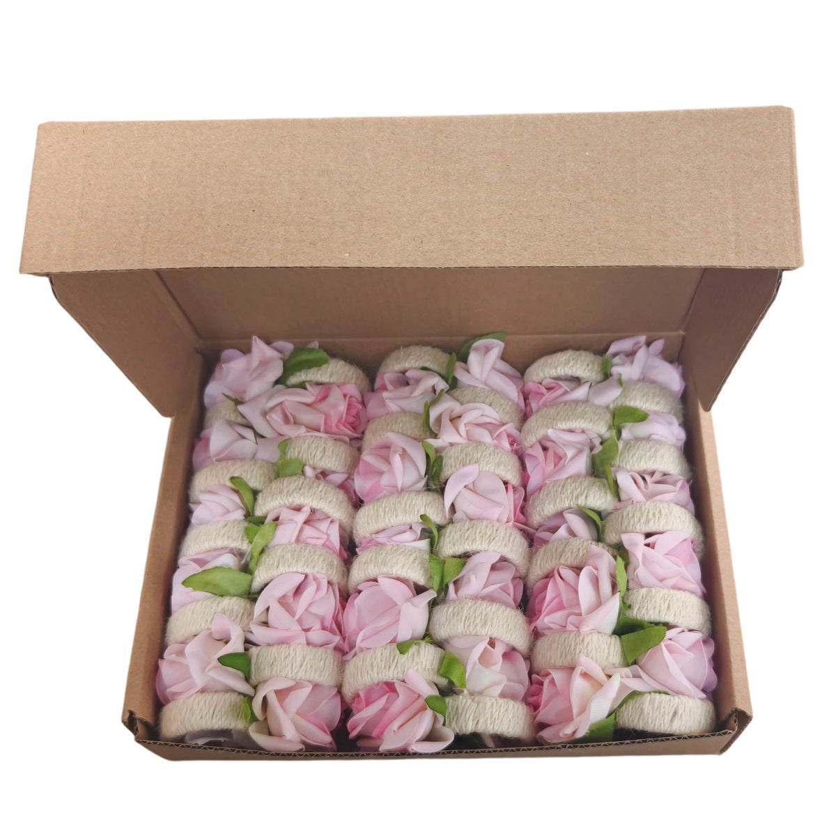 Boxed Set of 30 Napkin Rings – Handmade Rose-Style Napkin Holders for Western Table Settings