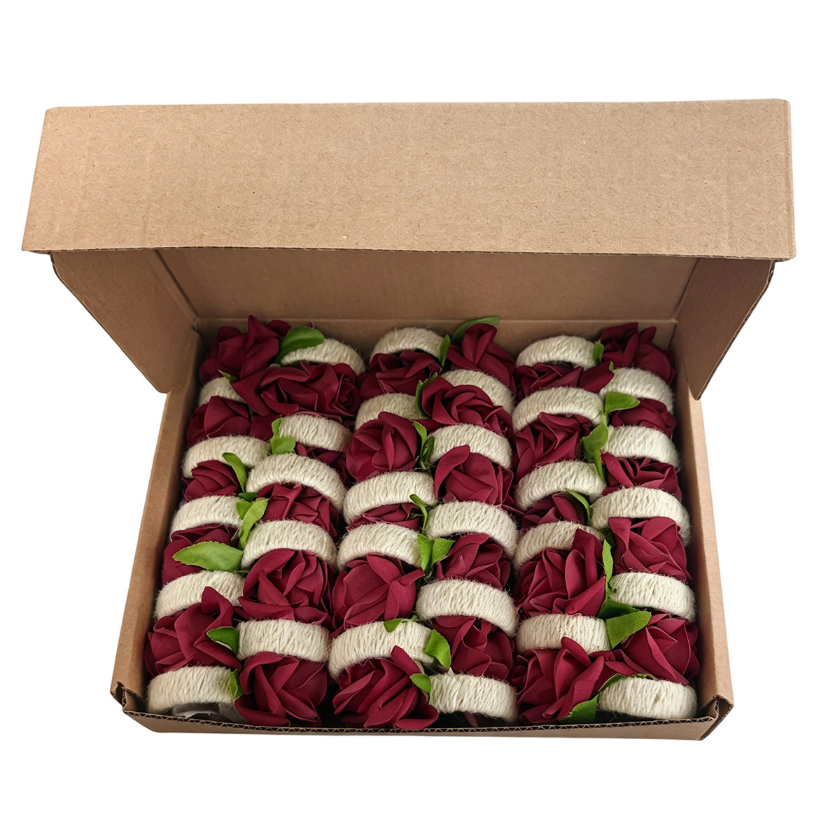 Boxed Set of 30 Napkin Rings – Handmade Rose-Style Napkin Holders for Western Table Settings