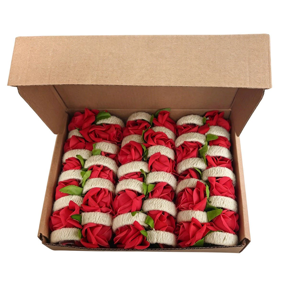 Boxed Set of 30 Napkin Rings – Handmade Rose-Style Napkin Holders for Western Table Settings