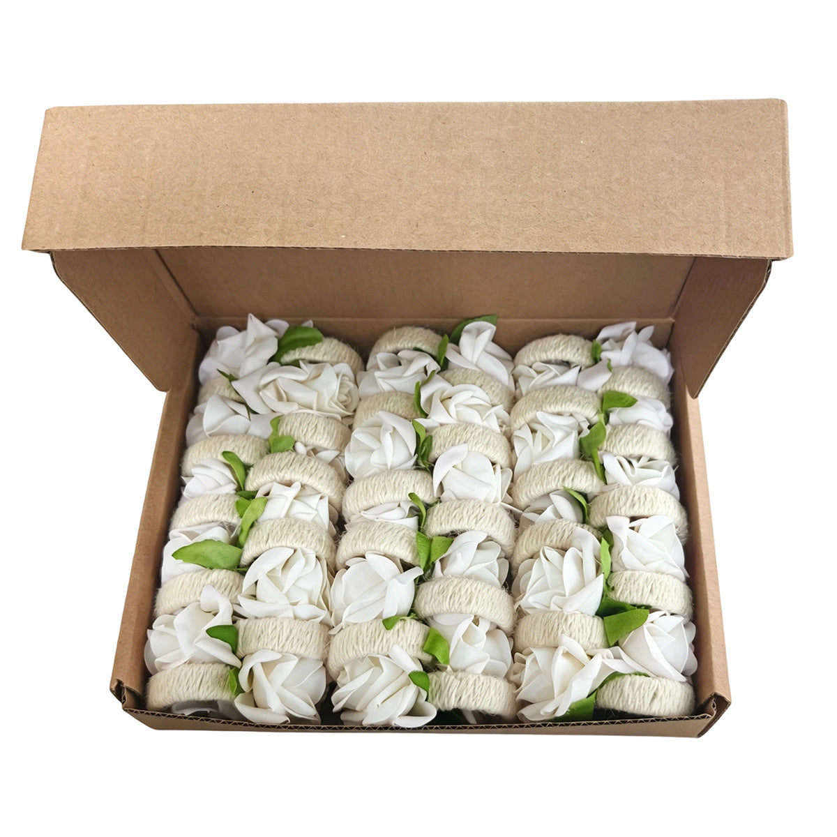 Boxed Set of 30 Napkin Rings – Handmade Rose-Style Napkin Holders for Western Table Settings