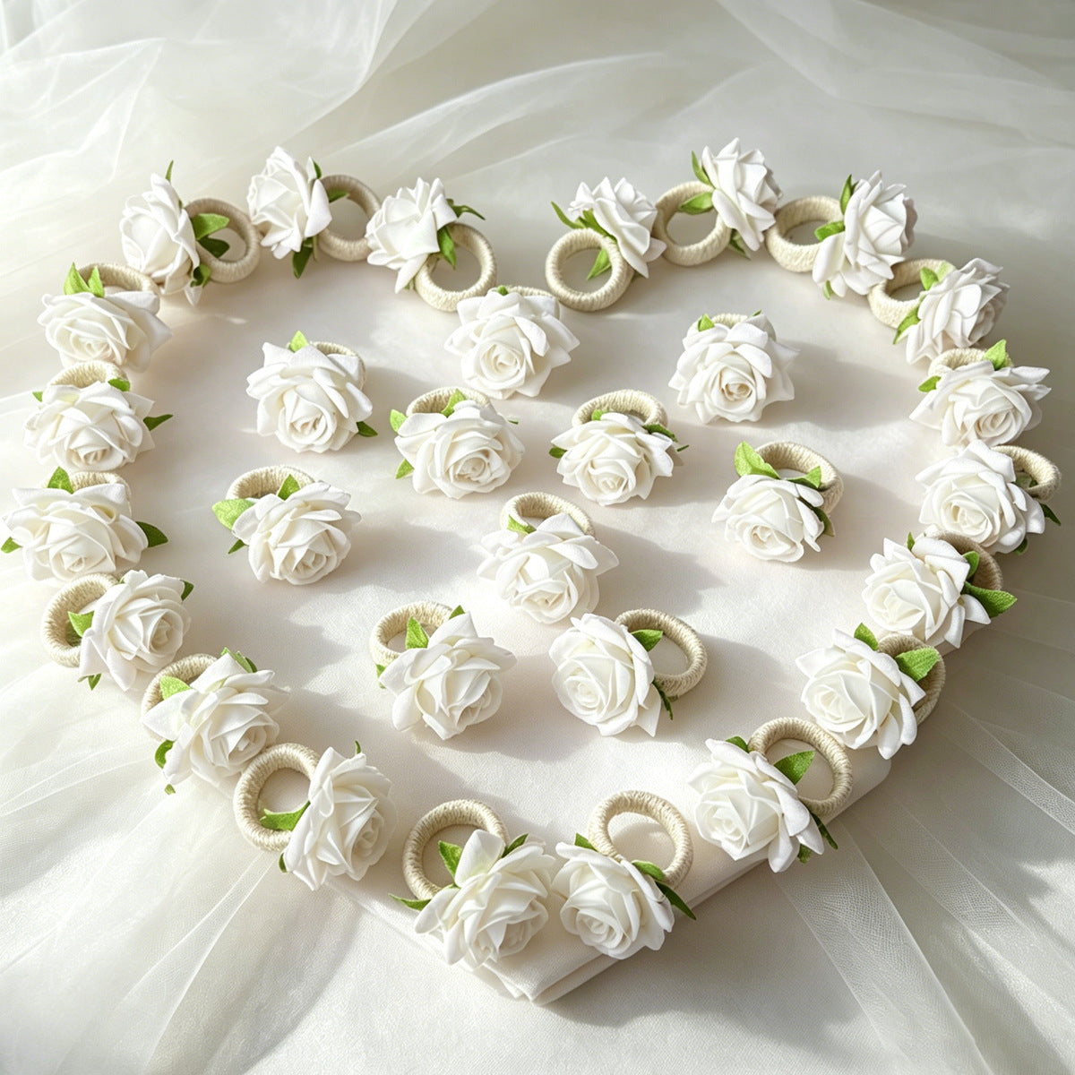 Boxed Set of 30 Napkin Rings – Handmade Rose-Style Napkin Holders for Western Table Settings