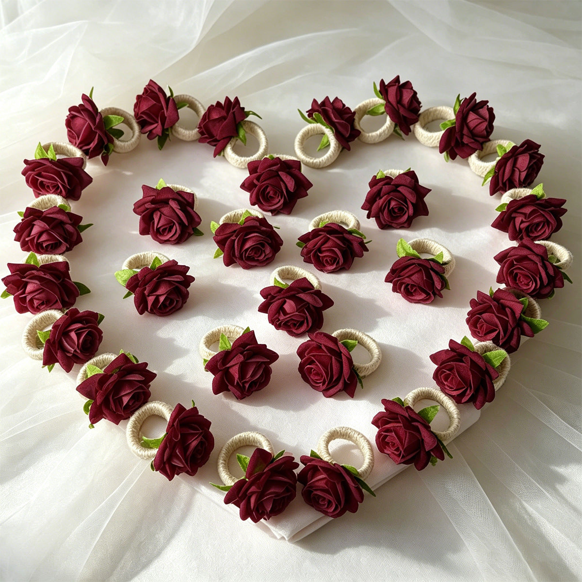 Boxed Set of 30 Napkin Rings – Handmade Rose-Style Napkin Holders for Western Table Settings