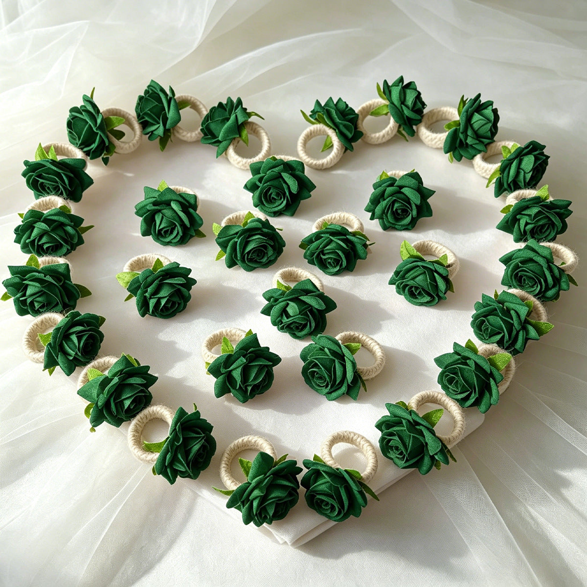Boxed Set of 30 Napkin Rings – Handmade Rose-Style Napkin Holders for Western Table Settings