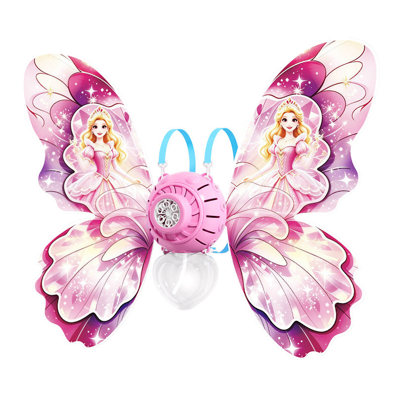 Butterfly Backpack Automatic Bubble Machine for Girls, Electric Bubble Blower Toy with Adjustable Shoulder Straps, 6 Bubble Nozzles, Colorful Flashing Lights, One-Button Bubble Maker for Kids, Outdoor Party & Birthday Gifts