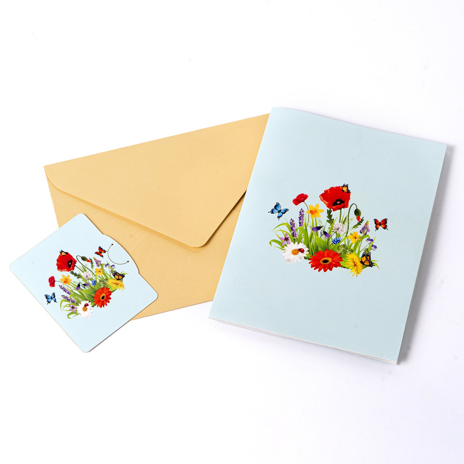 Butterfly Lawn Flower Clusters 3D Pop-Up Greeting Card, Gift for Her/ Girl/ Women/Mother