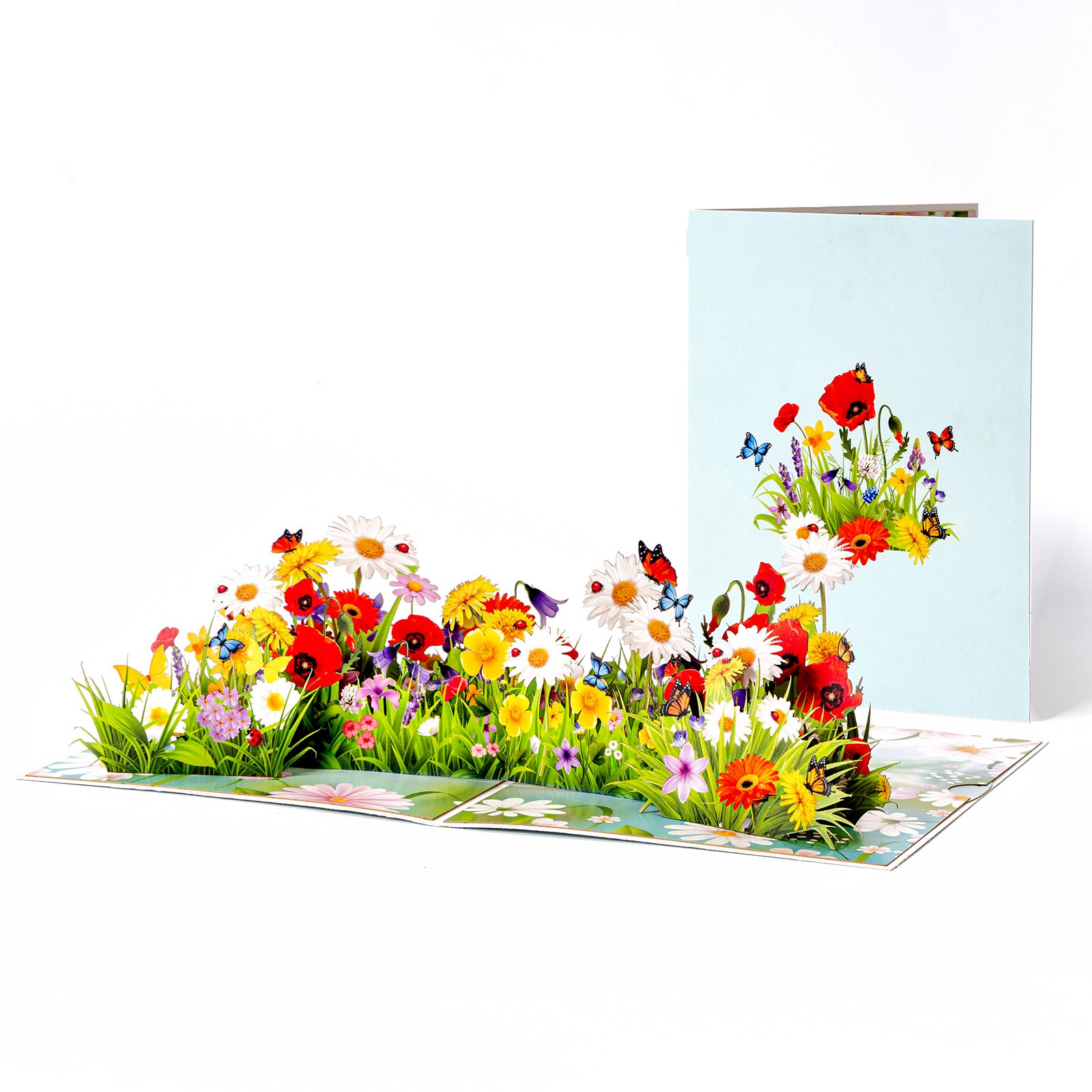 Butterfly Lawn Flower Clusters 3D Pop-Up Greeting Card, Gift for Her/ Girl/ Women/Mother