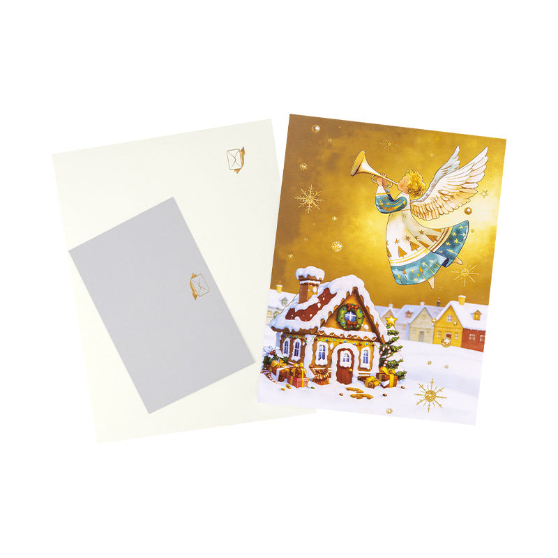 Christmas Angel Trumpet House 3D Pop-Up Card