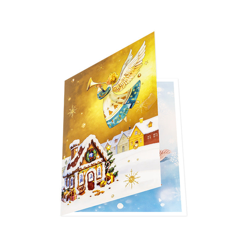 Christmas Angel Trumpet House 3D Pop-Up Card