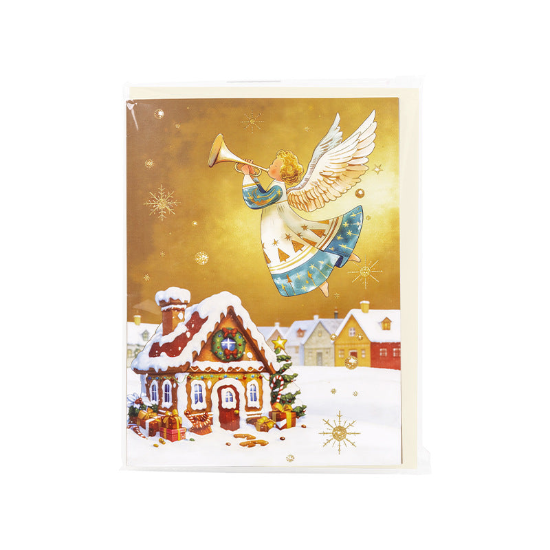 Christmas Angel Trumpet House 3D Pop-Up Card
