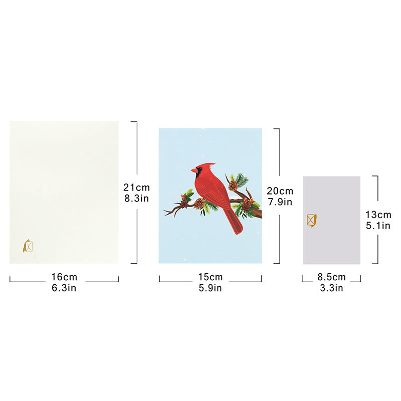Cardinal on Pine Boughs 3D Greeting Card